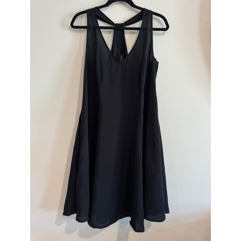 Summer Flowy Torrid T-Back Skater Dress Womens 0 Black V-Neck Strappy Sleeveless